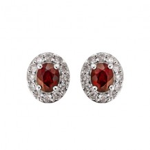 Gems One 10Kt White Gold Diamond (1/6Ctw) & Ruby (3/8 Ctw) Earring