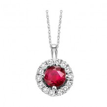 Gems One 14Kt White Gold Diamond (1/12Ctw) & Ruby (1/4 Ctw) Pendant