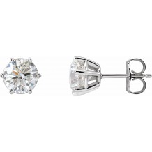 14K White 6.3 mm I1 2 CTW Diamond 6-Prong Wire Basket Earrings