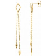 14K Yellow Geometric Chain Earrings