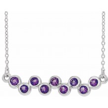 14K White Amethyst Bezel-Set Bar 16-18 Necklace