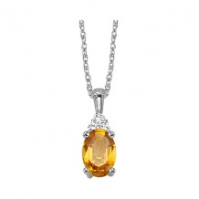 Gems One 10Kt White Gold Diamond (1/50Ctw) & Citrine (1/2 Ctw) Pendant