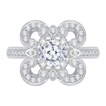 Shah Luxury Cushion Diamond Engagement Ring In 14K White Gold (Semi-Mount)