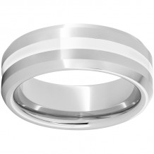 Serinium Beveled Edge Band with 2mm White Enamel Inlay