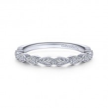 Gabriel & Co. 14k White Gold Victorian Diamond Wedding Band