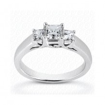 14k White Gold Diamond Semi-Mount 3 Stone Engagement Ring