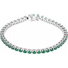 14K White Emerald Line 7 Bracelet