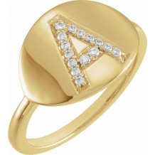 14K Yellow Initial A 1/10 CTW Diamond Ring