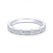 Gabriel & Co. 14k White Gold Victorian Diamond Wedding Band