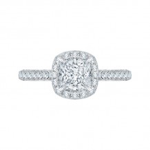 Shah Luxury 14K White Gold Princess Cut Diamond Halo Engagement Ring (Semi-Mount)