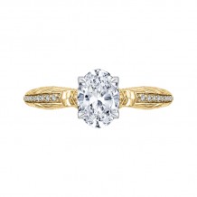 Shah Luxury 14K Two-Tone Gold Oval Diamond Engagement Ring (Semi-Mount)