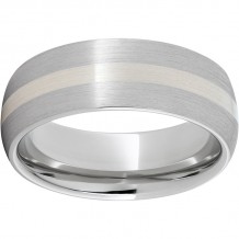 Serinium Domed Band with a 2mm Sterling Silver Inlay and Satin Finish