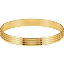 14K Yellow 8 mm Grooved Bangle Bracelet