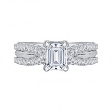 Shah Luxury Emerald Cut Diamond Engagement Ring with Split Shank In 14K White Gold (Semi-Mount)