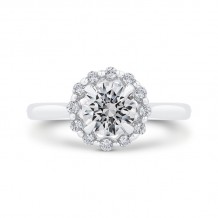 Shah Luxury Round Cut Diamond Floral Engagement Ring In 14K White Gold (With Center)