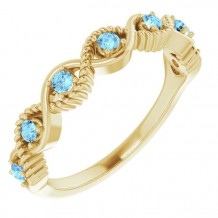 14K Yellow Aquamarine Stackable Ring