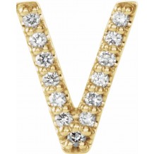 14K Yellow .03 CTW Diamond Single Initial V Earring