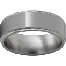 Titanium Flat Band with Milgrain Edges and Polish Finish