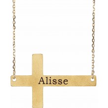 14K Yellow Sideways Cross 16-18 Necklace