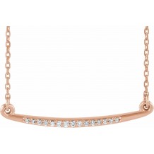 14K Rose .05 CTW Diamond Curved Bar 16-18 Necklace