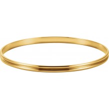 14K Yellow 4 mm Grooved Bangle Bracelet