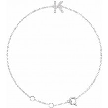 14K White .05 CTW Diamond Initial K 6-7 Bracelet