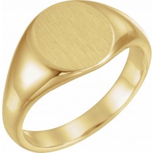 14K Yellow 12.5x10.5 mm Oval Signet Ring