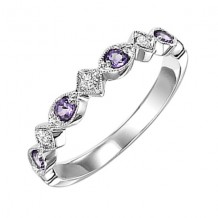 Gems One 14Kt White Gold Diamond (1/20Ctw) & Amethyst (1/6 Ctw) Ring