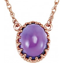 14K Rose 10x8 mm Oval Amethyst 18 Necklace