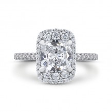 Shah Luxury 14K White Gold Cushion Cut Diamond Engagement Ring (Semi-Mount)