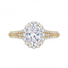 Shah Luxury Oval Diamond Halo Vintage Engagement Ring In 14K Yellow Gold (Semi-Mount)