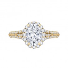 Shah Luxury Oval Diamond Halo Vintage Engagement Ring In 14K Yellow Gold (Semi-Mount)