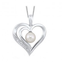 Gems One Silver Cubic Zirconia & Pearl (1 Ctw) Pendant