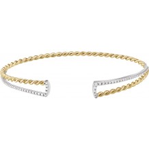 14K Yellow & White Twisted Rope Cuff Bracelet