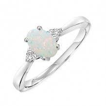 Gems One 10Kt White Gold Diamond (1/20Ctw) & Opal (1/2 Ctw) Ring