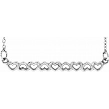 14K White Heart Bar 16-18 Necklace