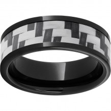 Black Diamond Ceramic Pipe Cut Band with Gray Carbon Fiber Inlay
