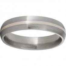 Titanium Domed Band with a 1mm Sterling Silver Inlay and Satin Finish