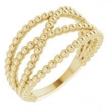 14K Yellow Beaded Criss-Cross Ring