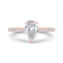 Shah Luxury 14K Rose Gold Cushion Cut Diamond Solitaire Plus Engagement Ring (Semi-Mount)