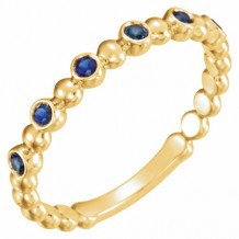 14K Yellow Blue Sapphire Stackable Ring