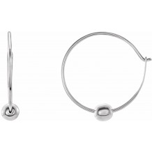 14K White Youth Hoop Earrings with Bead