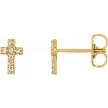 14K Yellow .06 CTW Diamond Cross Earrings