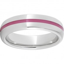 Serinium Domed Band with Pink Enamel Inlay
