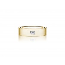 Henri Daussi 6mm Men's Wedding Band MBEC1 14k Gold Yellow 0.15 Ctw.