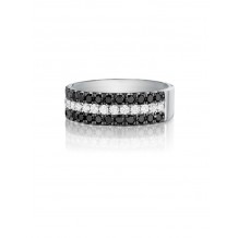 Henri Daussi 7mm Men's Wedding Band  Platinum White B 1.35 Ctw., W 0.60 Ctw. Black Diamond, White Diamond