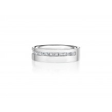 Henri Daussi 6mm Men's Wedding Band  Platinum White 0.61 Ctw.