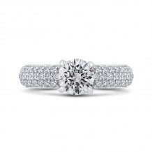 Shah Luxury 14K White Gold Round Diamond Engagement Ring (Semi-Mount)