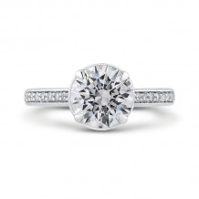 Shah Luxury 14K White Gold Round Diamond Engagement Ring (Semi-Mount)