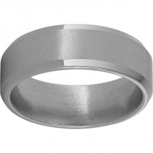 Titanium Beveled Edge Band with Stone Finish